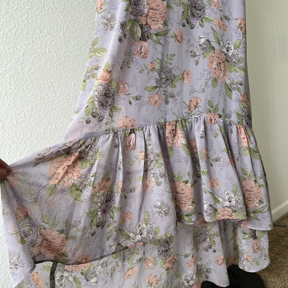 Lavender Floral Print High-Low Dress - Picture 4 of 5